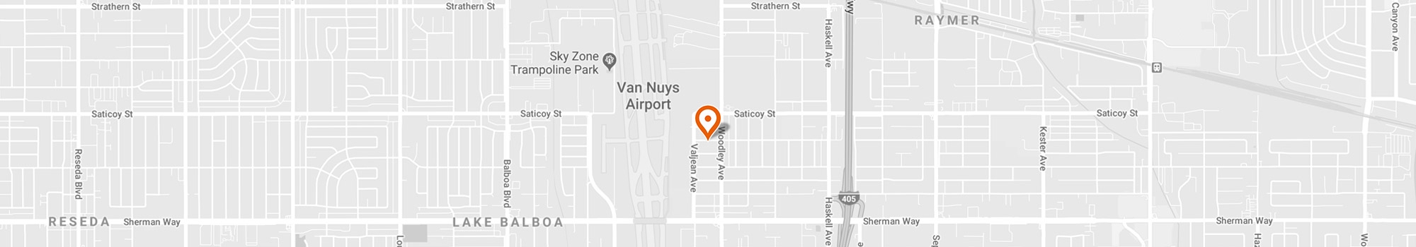 map showing location of Valley Guard Training facility in Van Nuys, California