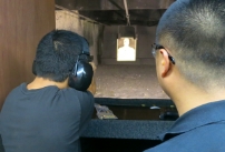 photo of guard practicing at the target range